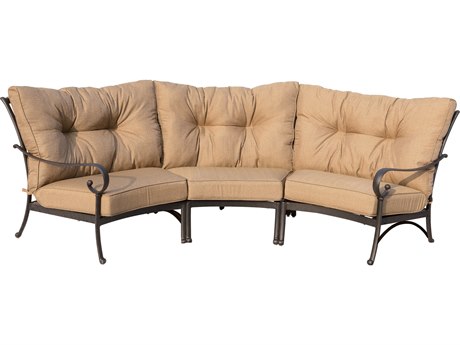 Darlee Outdoor Living Santa Anita Cast Aluminum Antique Bronze 3 Piece Sectional Crescent Lounge Set
