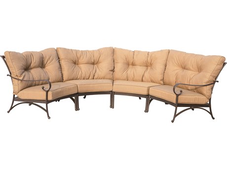 Darlee Outdoor Living Santa Anita Cast Aluminum Antique Bronze 4 Piece Sectional Crescent Lounge Set
