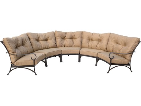 Darlee Outdoor Living Santa Anita Cast Aluminum Antique Bronze 5 Piece Sectional Crescent Lounge Set