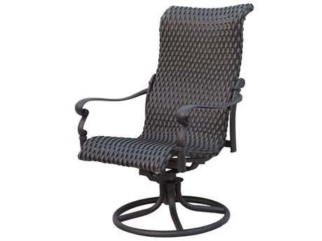 Darlee Outdoor Living Victoria Wicker Espresso Swivel Rocker Dining Arm Chair Set of 4