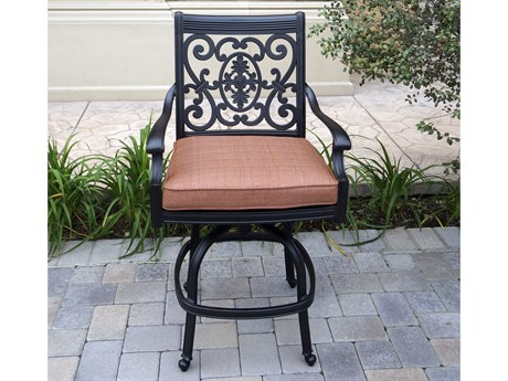 Darlee Outdoor Living St. Cruz Cast Aluminum Antique Bronze Swivel Bar Stool Set of 6