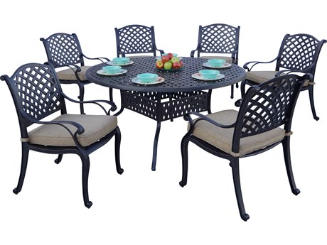 Darlee Outdoor Living Standard Nassau Cast Aluminum Antique Bronze 7 Piece Dining Set