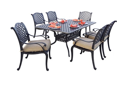 Darlee Outdoor Living Standard Nassau Cast Aluminum Antique Bronze 7 Piece Dining Set