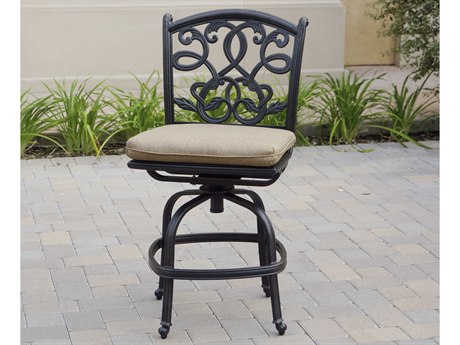 Darlee Outdoor Living Santa Monica Cast Aluminum Antique Bronze Swivel Counter Height Stool Set of 6