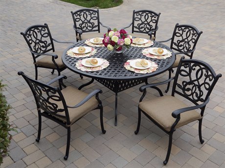 Darlee Outdoor Living Santa Monica Cast Aluminum Antique Bronze 7 Piece Dining Set