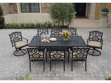 Darlee Outdoor Living Santa Monica Cast Aluminum Antique Bronze 9 Piece Dining Set