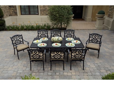 Darlee Outdoor Living Santa Monica Cast Aluminum Antique Bronze 9 Piece Dining Set