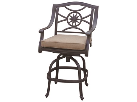 Darlee Outdoor Living Ten Star Cast Aluminum Antique Bronze Swivel Counter Height Stool Set of 6