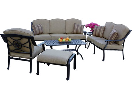 Darlee Outdoor Living Ten Star Cast Aluminum Antique Bronze 6 Piece Deep Seating Lounge Set