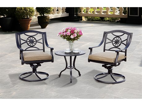 Darlee Outdoor Living St. Cruz Antique Bronze Cast Aluminum Lounge Set in Spicy Chill with 24'' Wide Round End Table