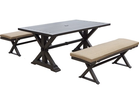 Darlee Outdoor Living Brooklyn Aluminum Multibrown Bench in Sesame Cushions