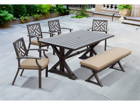 Darlee Outdoor Living Brooklyn Aluminum Multibrown 6 Piece Dining Set with 67''W x 39''D Rectangular Dining Table