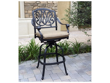 Darlee Outdoor Living Elisabeth Cast Aluminum Antique Bronze Swivel Bar Stool Set of 4