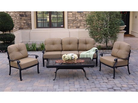 Darlee Outdoor Living Elisabeth Cast Aluminum Antique Bronze 4 Piece Lounge Set