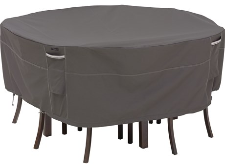 Duck Covers Ravenna Dark Taupe 90 Inch Round Table & Chair Set Cover