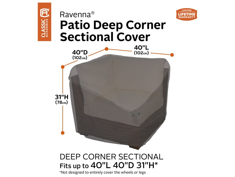 Duck Covers Ravenna Dark Taupe 42 Inch Deep Corner Sectional Cover