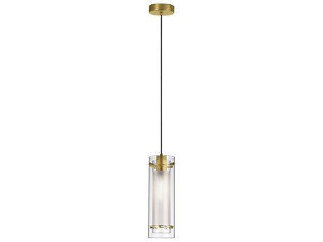 Dainolite Pasha 1-Light Aged Brass Cylinder Mini Pendant