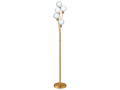Dainolite Budding Branch Aged Brass White Glass Floor Lamp