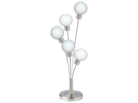 Dainolite Budding Branch Satin Chrome White Glass Silver Buffet Lamp