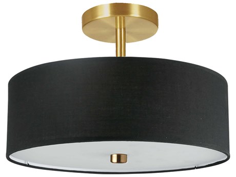 Dainolite Everly 3-Light Black Aged Brass Drum Semi Flush Mount