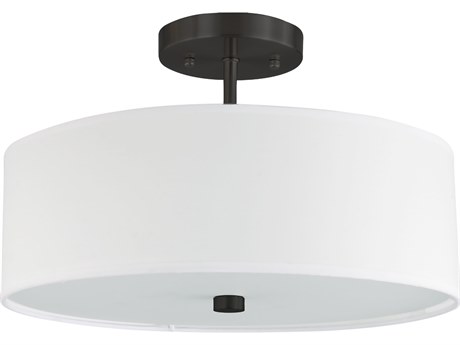 Dainolite Everly 3-Light Matte Black White Drum Semi Flush Mount