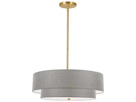 Dainolite Everly 4-Light Aged Brass Grey Drum Tiered Pendant