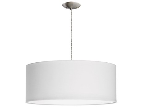 Dainolite Fabric Drum 3-Light Satin Chrome White Pendant