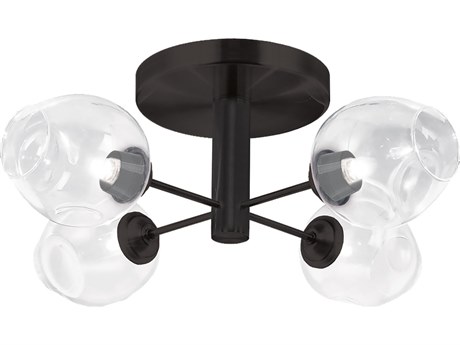 Dainolite Abii 4-Light Matte Black Semi Flush Mount