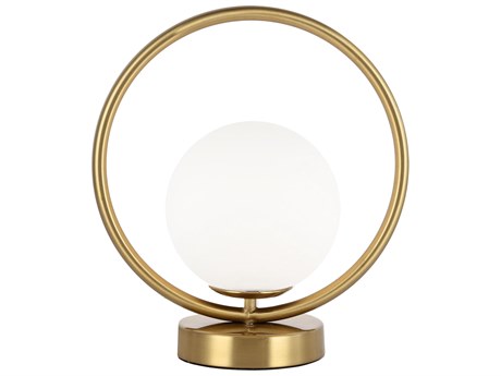 Dainolite Adrienna Aged Brass Opal White Glass Table Lamp