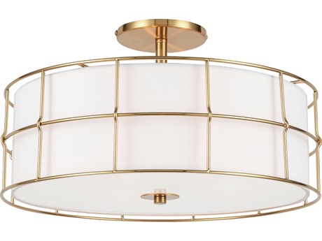 Dainolite Alcala 3-Light Aged Brass Round Semi Flush Mount