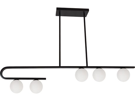 Dainolite Atlas 5-Light Matte Black Globe Linear Island Pendant