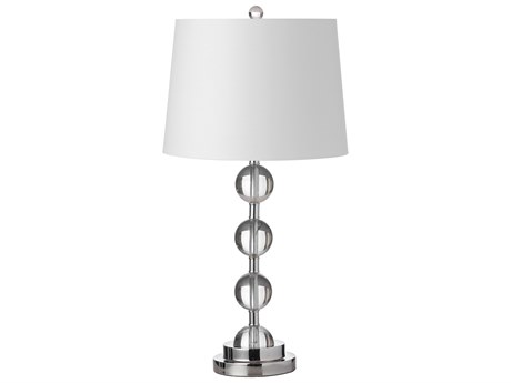 Dainolite Crystal Polished Chrome White Fabric Buffet Lamp