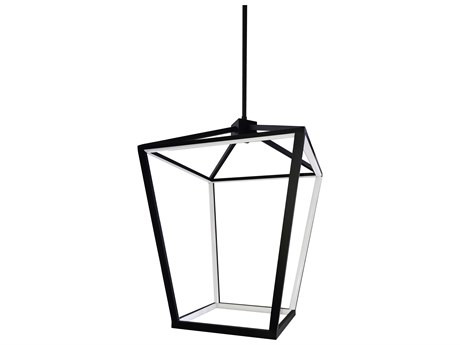 Dainolite Cage 12-Light Matte Black White Geometric Lantern Pendant