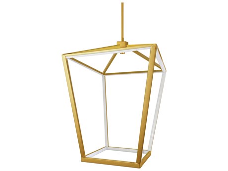 Dainolite Cage 12-Light Aged Brass White Geometric Lantern Pendant