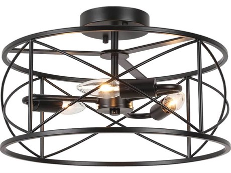 Dainolite Calah 3-Light Matte Black Geometric Semi Flush Mount