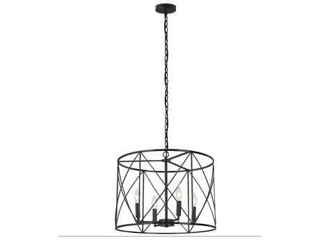 Dainolite Calah 4-Light Matte Black Geometric Chandelier