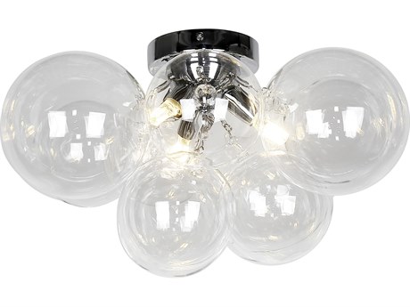 Dainolite Comet 3-Light Polished Chrome Globe Flush Mount
