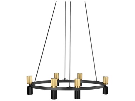 Dainolite Cerelia 12-Light Matte Black Aged Brass Geometric Chandelier