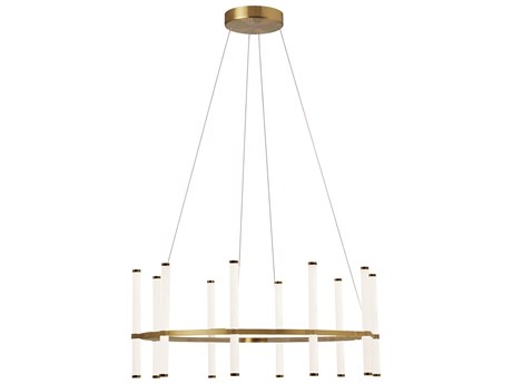 Dainolite Corvette 10-Light Aged Brass Cylinder Linear Chandelier
