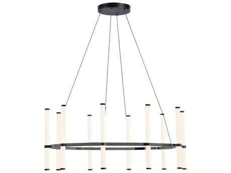 Dainolite Corvette 10-Light Matte Black Cylinder Linear Chandelier