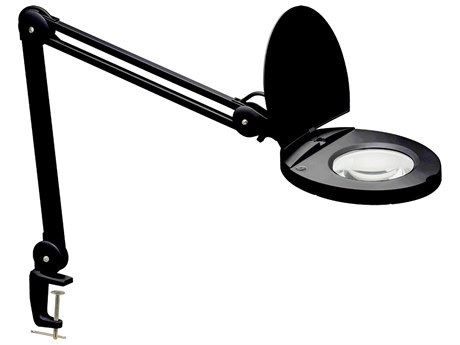 Dainolite Magnifier Black Clear Glass Desk Lamp