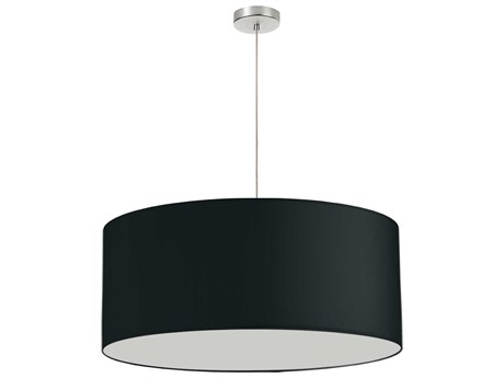 Dainolite Fabric Drum 1-Light Black Satin Chrome Pendant