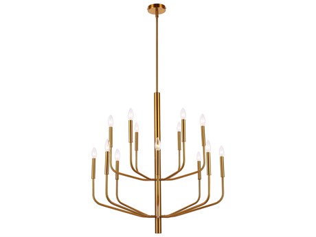 Dainolite Eleanor 14-Light Aged Brass Candelabra Tiered Chandelier