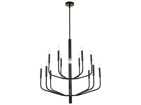 Dainolite Eleanor 14-Light Matte Black Candelabra Tiered Chandelier
