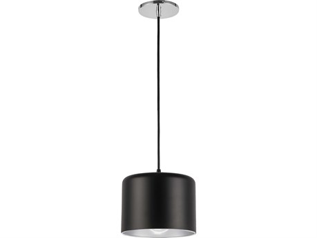 Dainolite Emilia 1-Light Matte Black Polished Chrome Silver Dome Mini Pendant