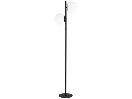 Dainolite Folgar Matte Black Opal White Glass Floor Lamp