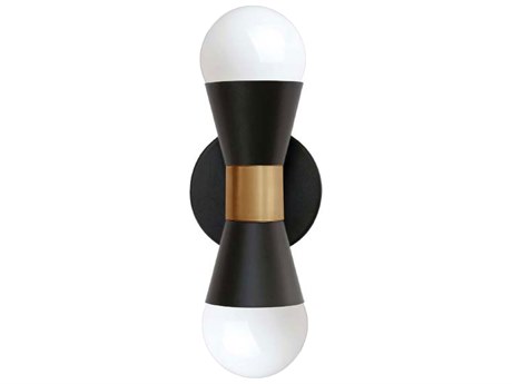 Dainolite Fortuna 2-Light Aged Brass Matte Black Wall Sconce