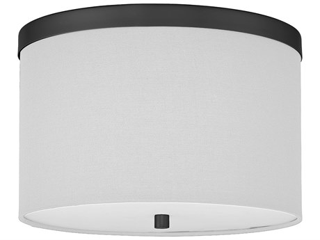 Dainolite Frederica 2-Light Matte Black White Drum Flush Mount