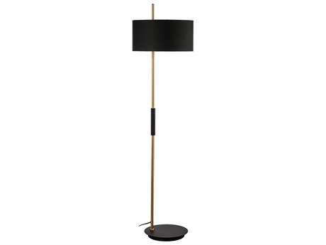 Dainolite Fitzgerald Aged Brass Matte Black Floor Lamp