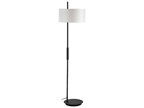 Dainolite Fitzgerald Matte Black White Fabric Floor Lamp